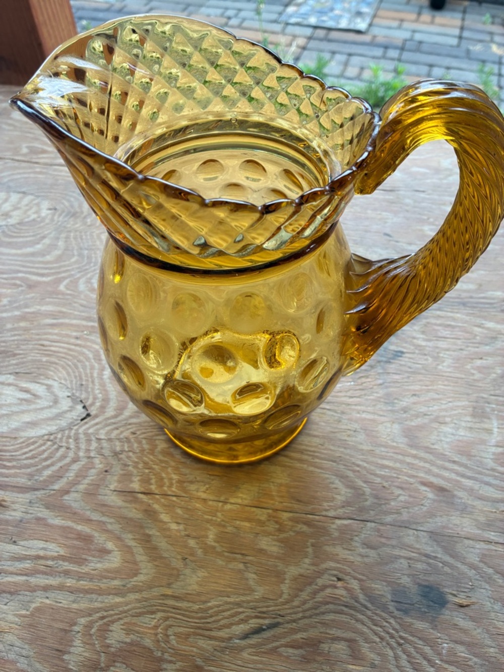 Amber Dot-Pattern Glass Pitcher - Home Art